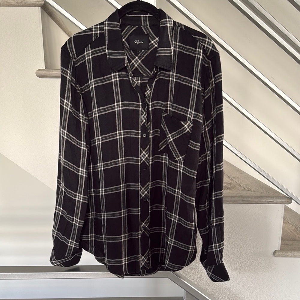 Rails Black Plaid Button Down - image 1